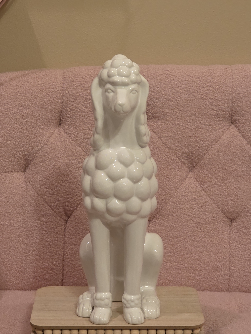 White Ceramic Poodle Figurine Decorative Statue - Home Accents